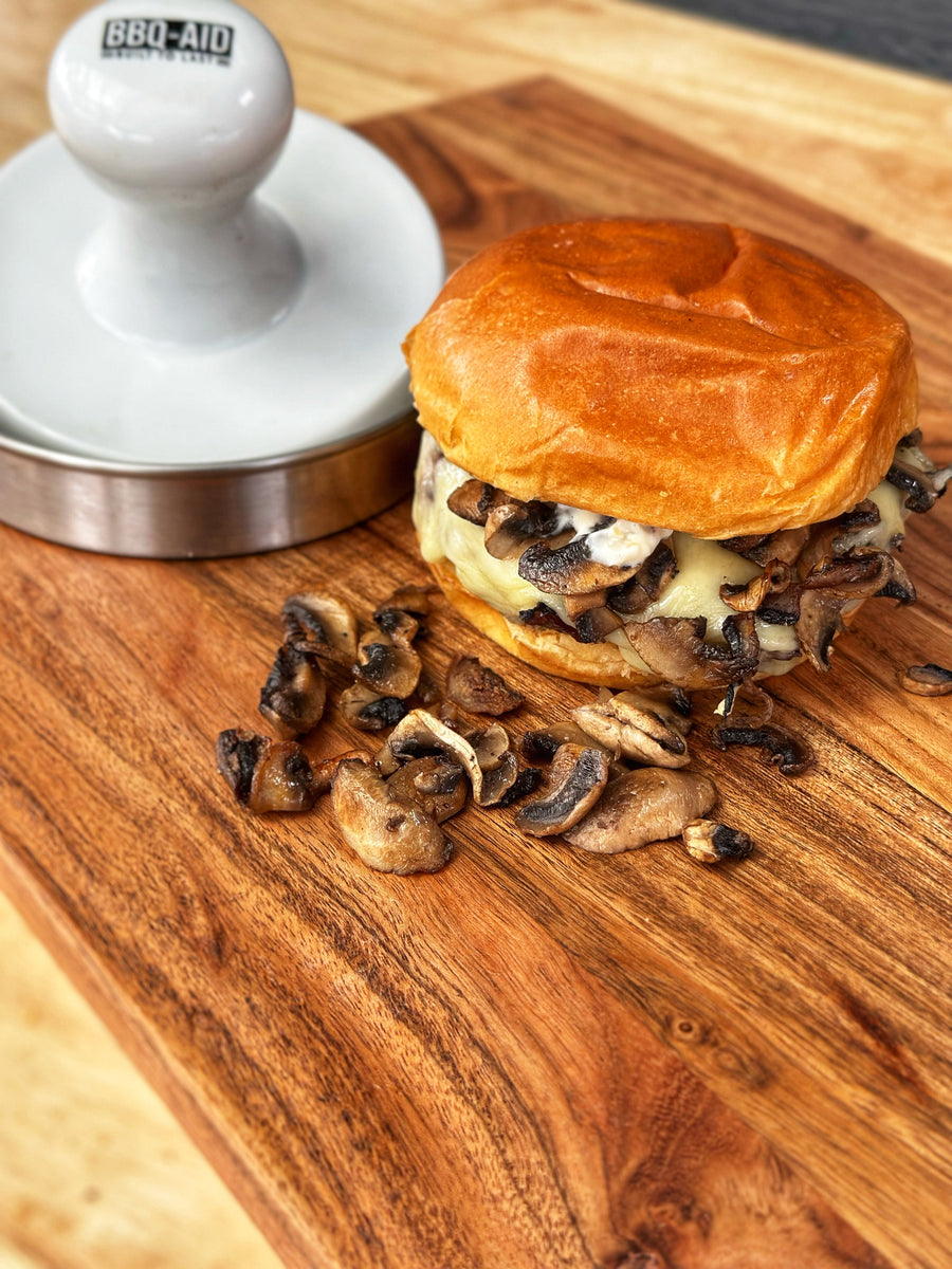 Mushroom and Swiss Burger &ndash; BBQ-AID