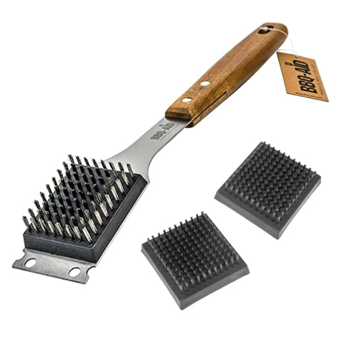 Grill Brush and Scraper + 2 Replacement Heads