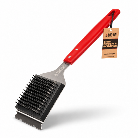 Wire Grill Brush and Scraper (Red)