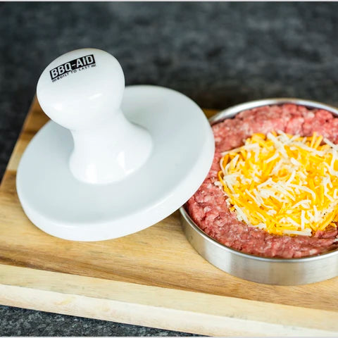 Porcelain Burger Press + Barbecue Grill Brush and Scraper – BBQ-AID
